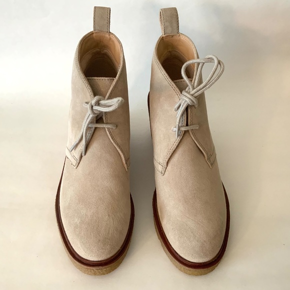 Clarks Clarkford DBT Sand Suede Chukka Ankle Boots Beige Wedge heel Booties 9 - Picture 9 of 14